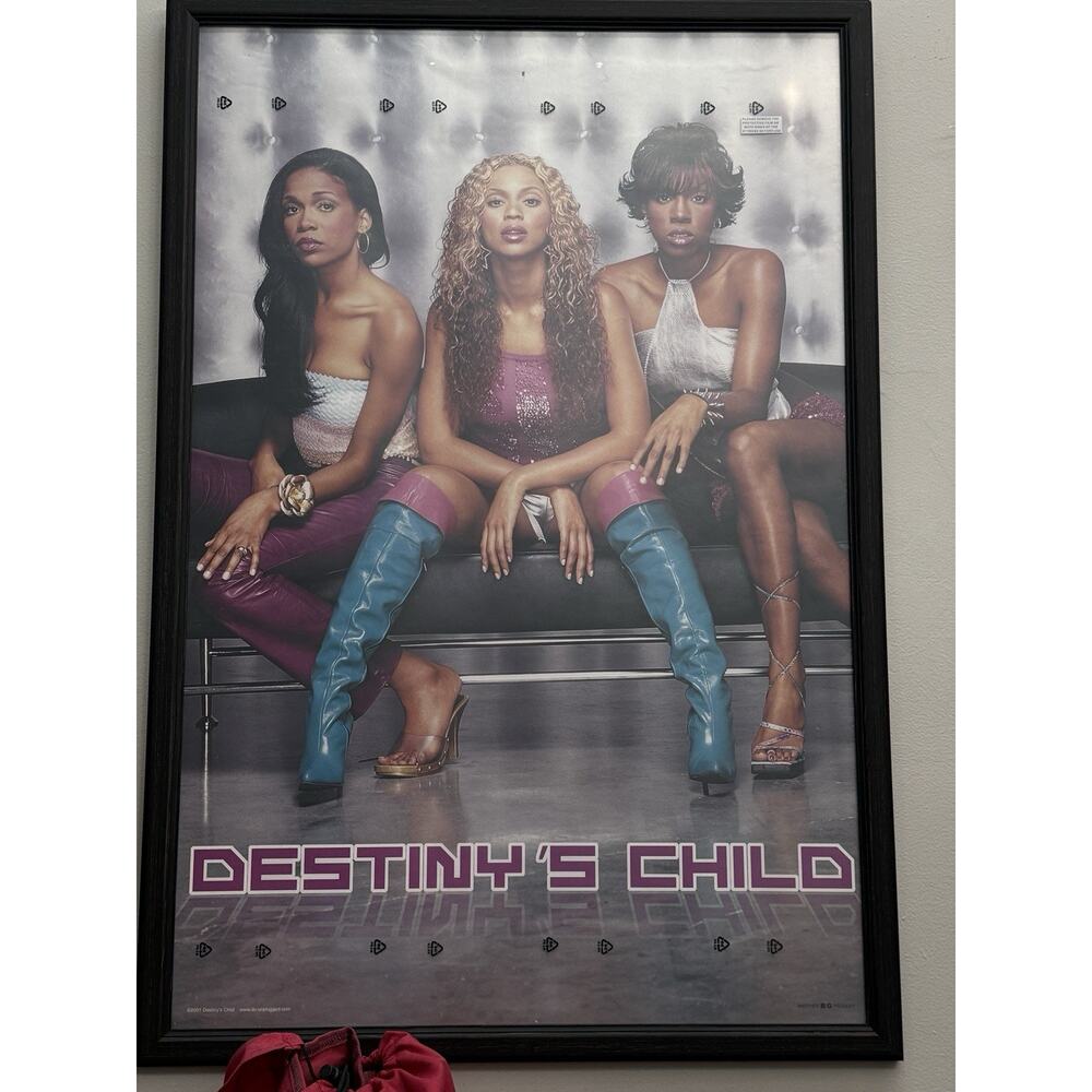 Vintage 2001 Vtg Y2K 26x38 FRAMED DESTINY'S CHILD BEYONCÉ